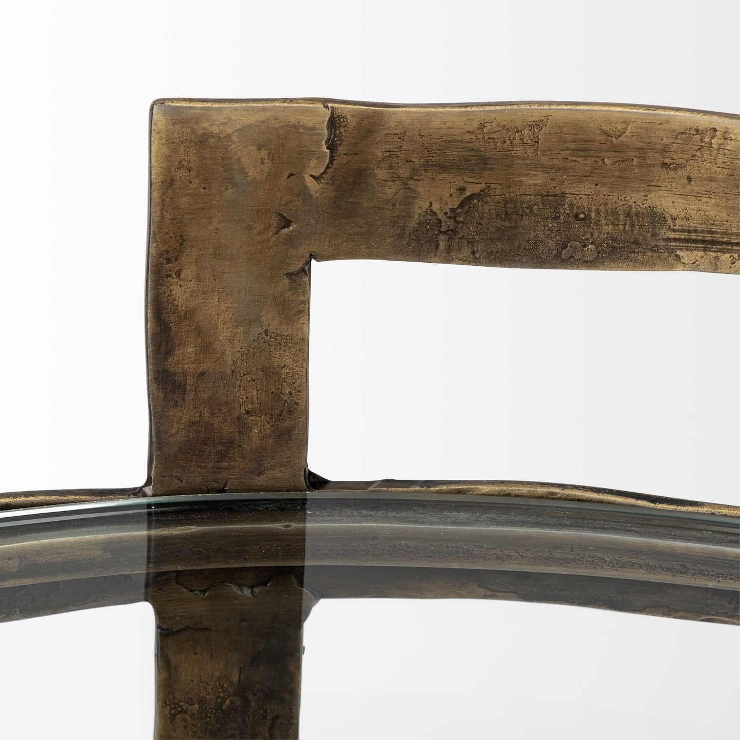 Reimer 15L x 15W Gold Round Glass Top W/Metal Frame Accent Table