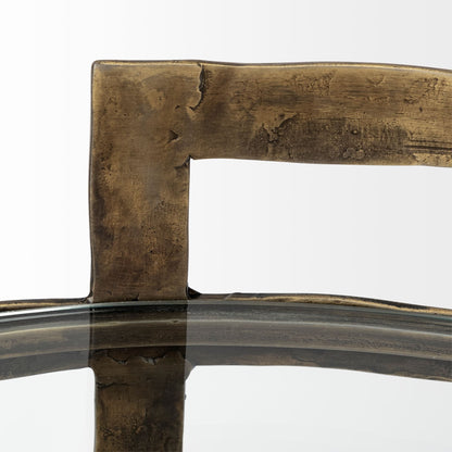 Reimer 15L x 15W Gold Round Glass Top W/Metal Frame Accent Table