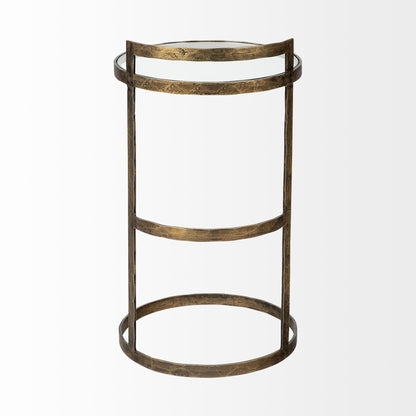 Reimer 15L x 15W Gold Round Glass Top W/Metal Frame Accent Table