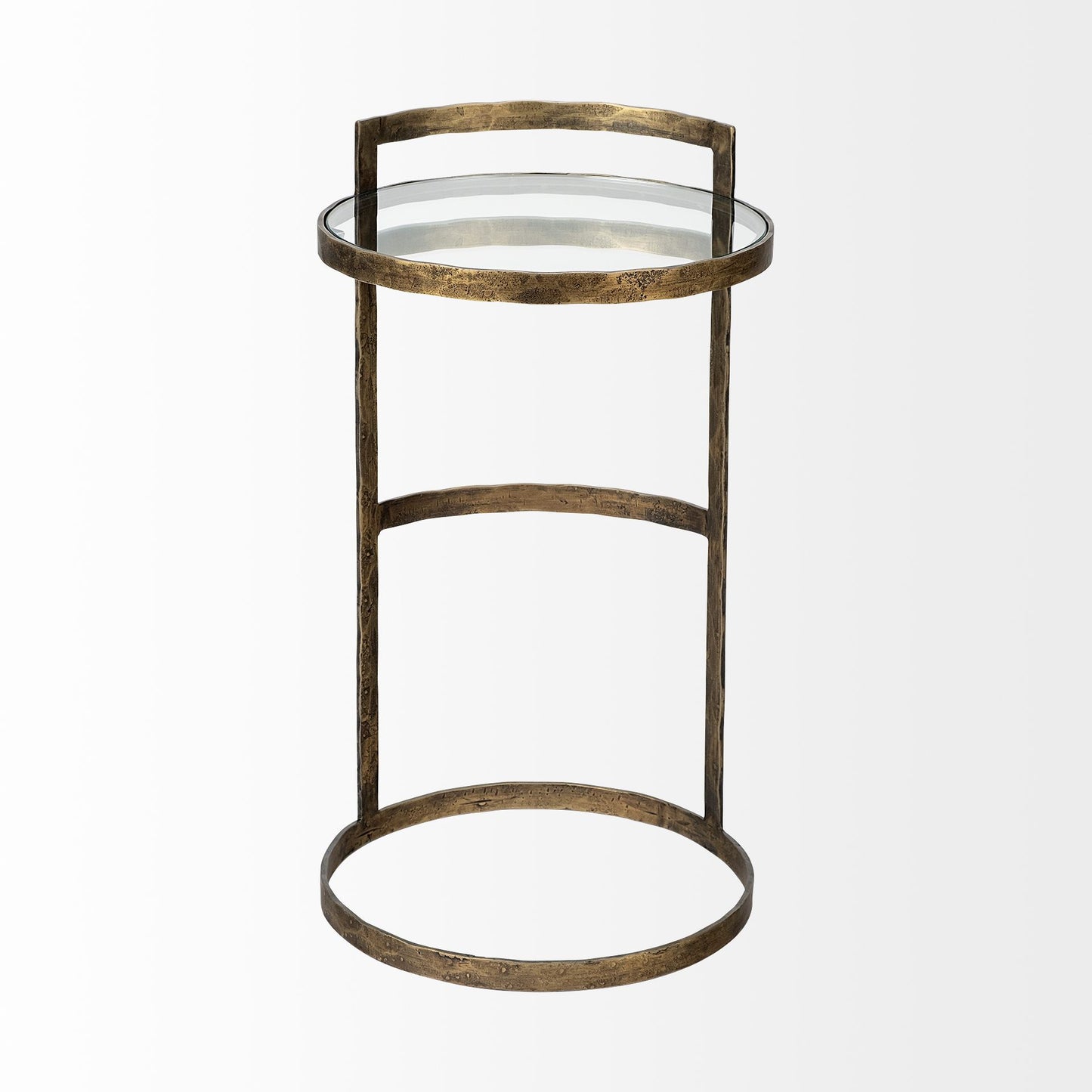 Reimer 15L x 15W Gold Round Glass Top W/Metal Frame Accent Table