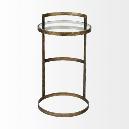 Reimer 15L x 15W Gold Round Glass Top W/Metal Frame Accent Table