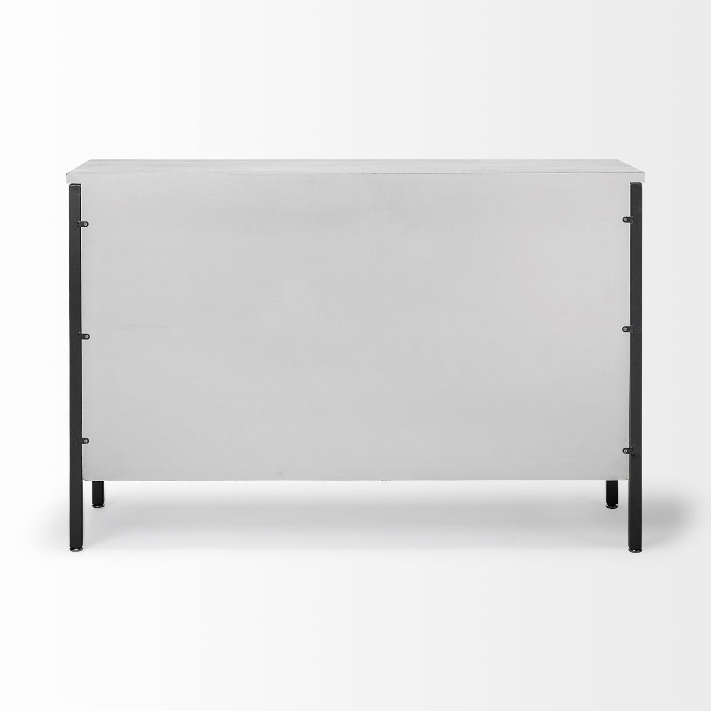 Savannah White Fir Veneer & Gray Metal 3-Door Accent Cabinet