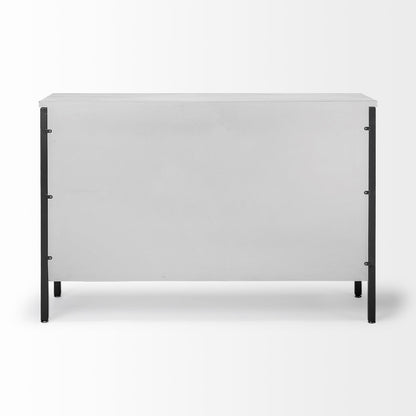 Savannah White Fir Veneer & Gray Metal 3-Door Accent Cabinet