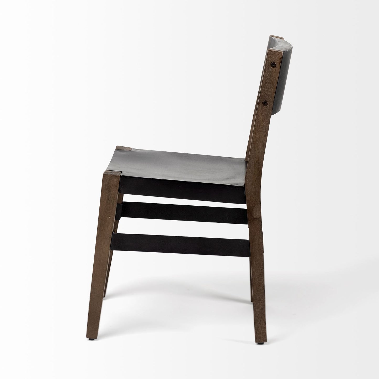 Nell I Black Iron Seat Solid Brown Wooden Base Dining Chair