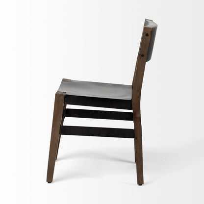 Nell I Black Iron Seat Solid Brown Wooden Base Dining Chair