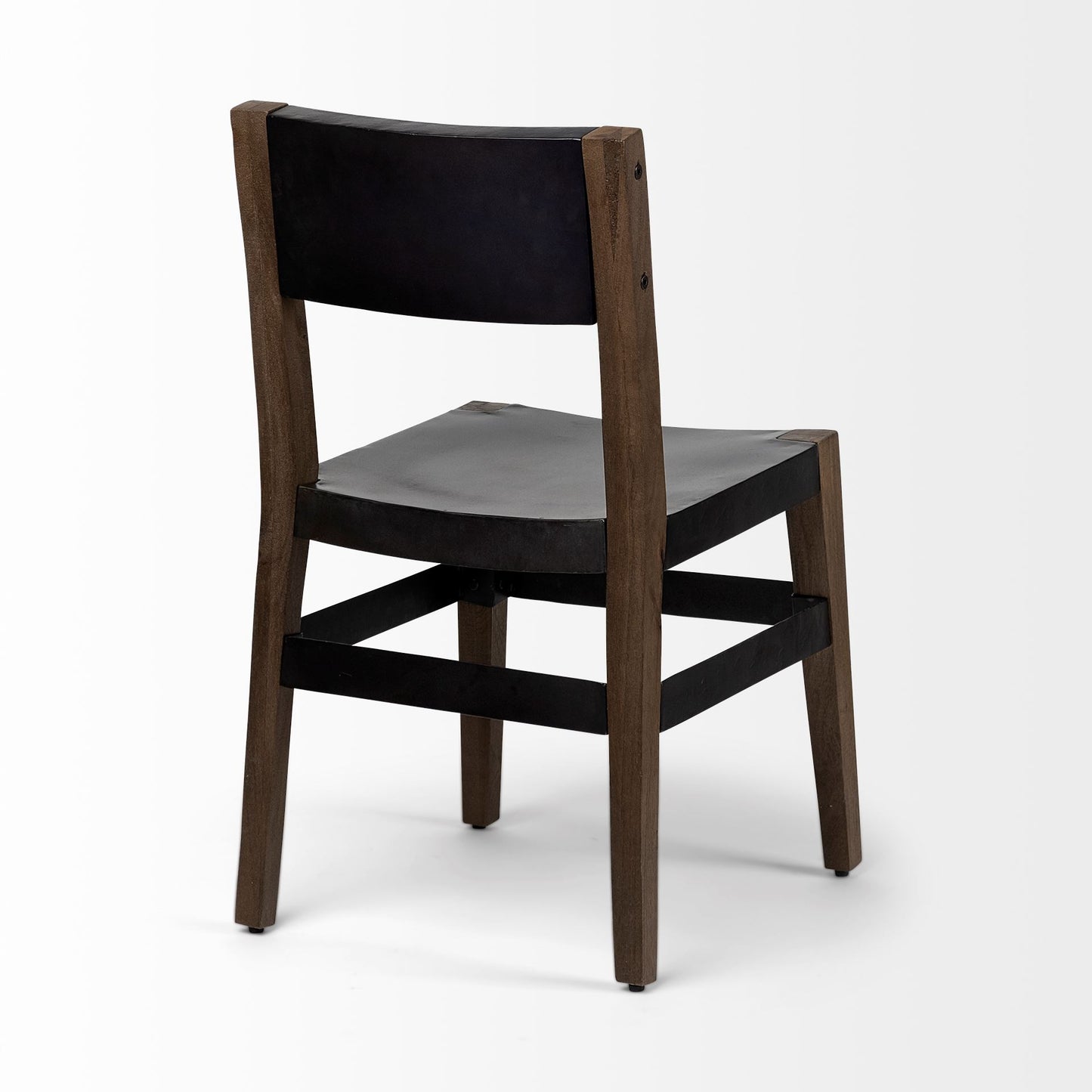 Nell I Black Iron Seat Solid Brown Wooden Base Dining Chair