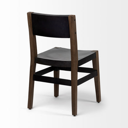 Nell I Black Iron Seat Solid Brown Wooden Base Dining Chair