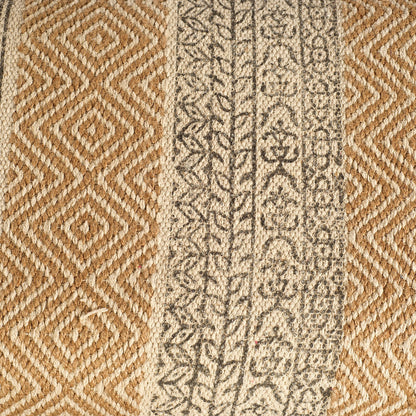 Greenfield II 59L x 14W Patterned Tan Upholstered Wood Frame Accent Bench