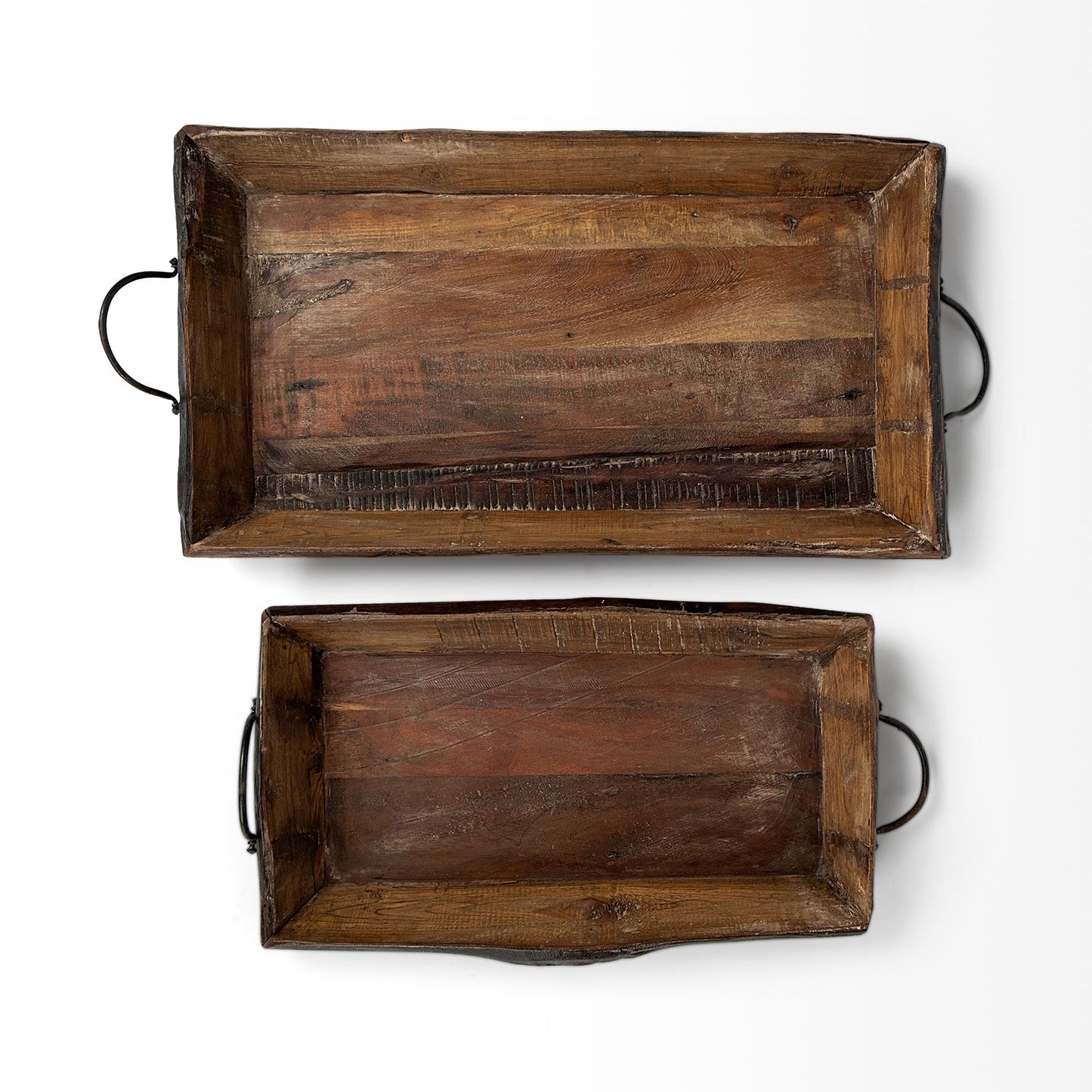 Durone (Set of 2) Brown Wooden Live Edge Serving Trays