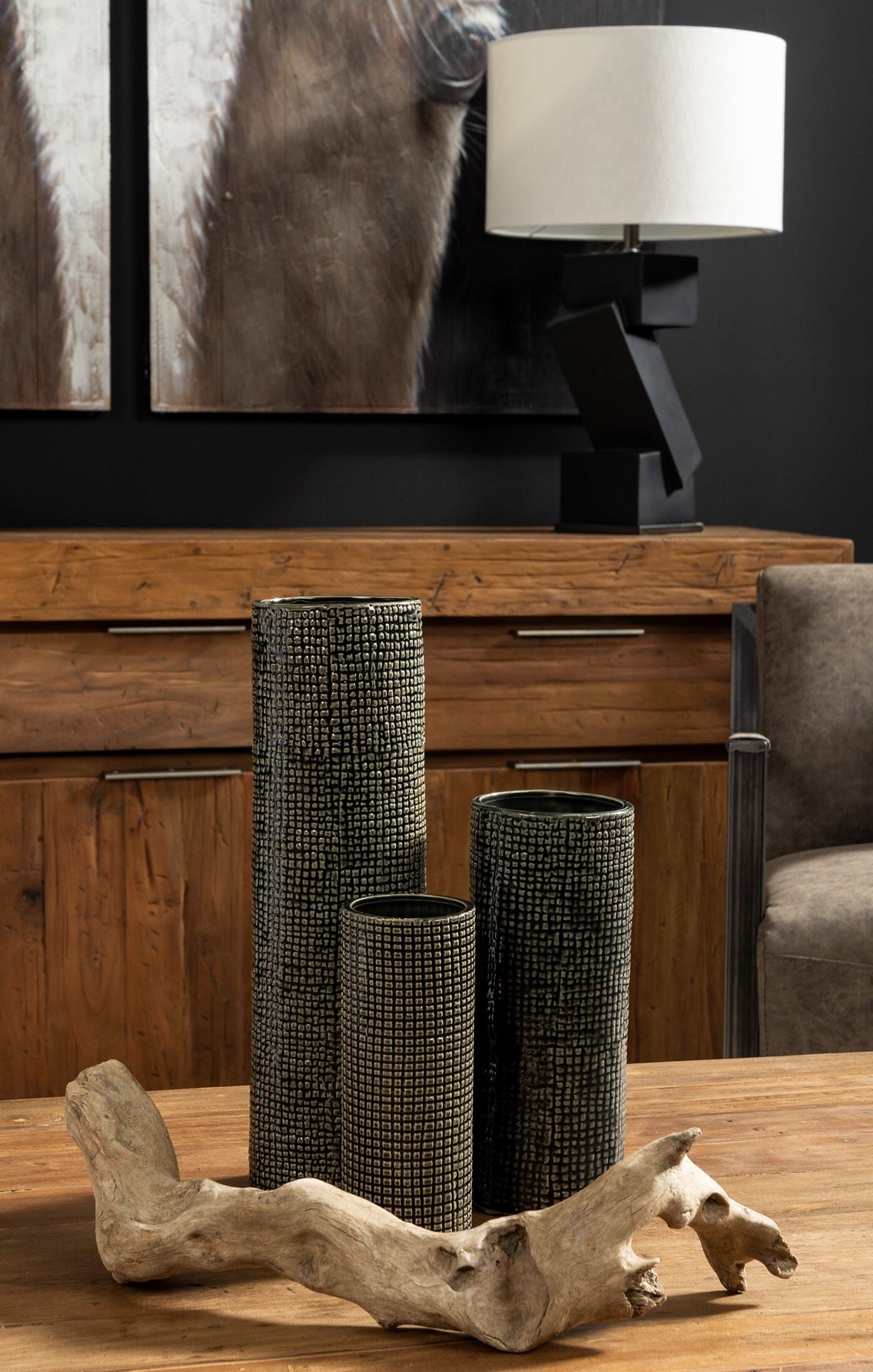 Kona II Medium Black/Gold Ceramic Vase