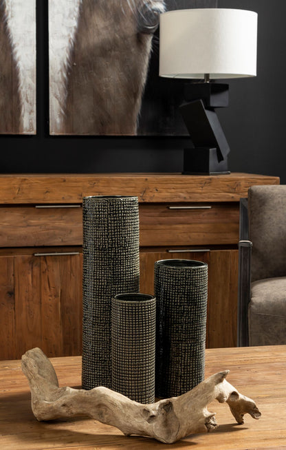 Kona II Medium Black/Gold Ceramic Vase