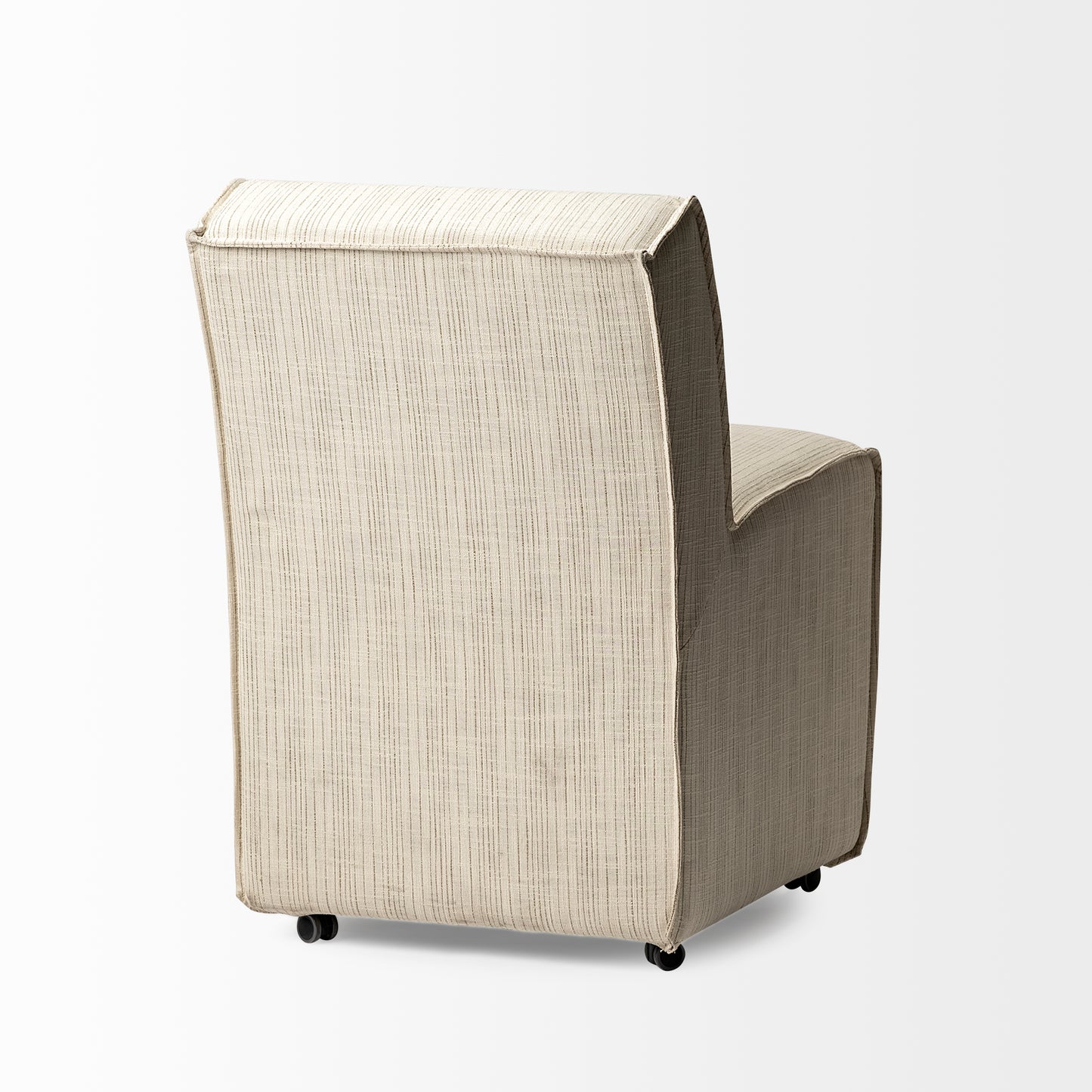 Damon Fully Upholstered Cream-Toned Fabric Dining Chair on Casters