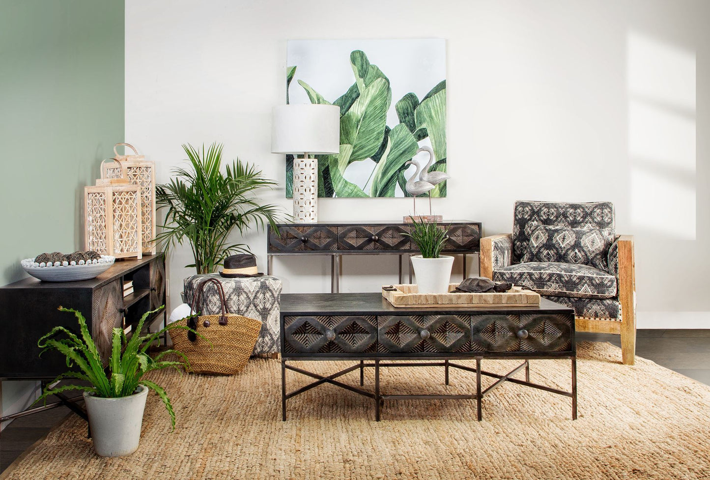 Pallu 18.75"H Dhurrie Cotton Cover w/Four Wooden Legs Ottoman