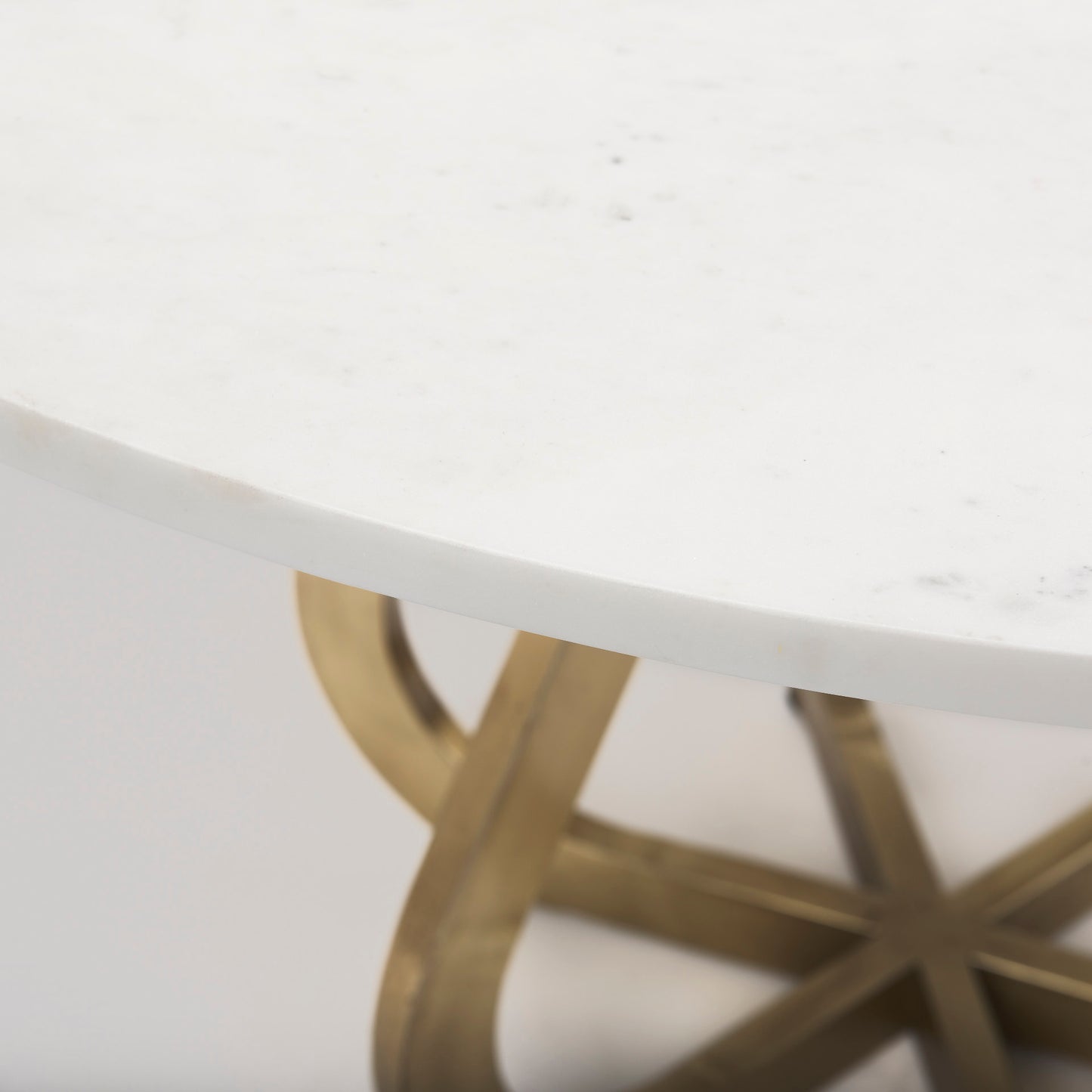 Laurent 48" Marble Top Gold Metal Base Dining Table