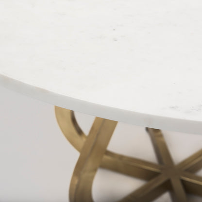 Laurent 48" Marble Top Gold Metal Base Dining Table