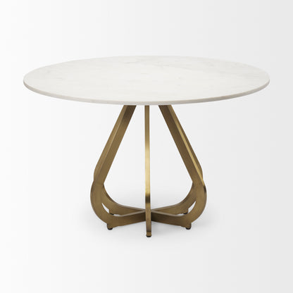 Laurent 48" Marble Top Gold Metal Base Dining Table