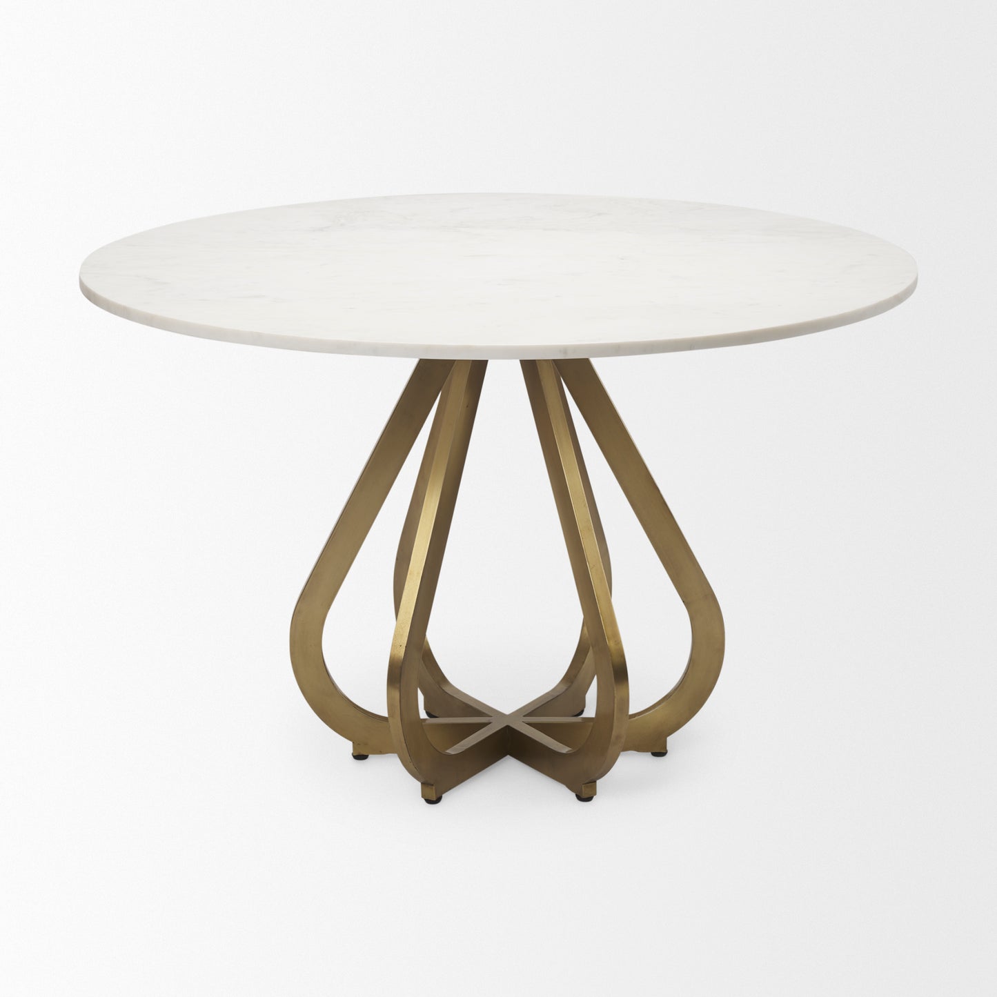 Laurent 48" Marble Top Gold Metal Base Dining Table