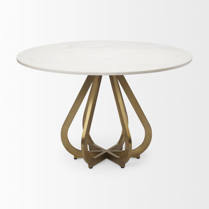 Laurent 48" Marble Top Gold Metal Base Dining Table