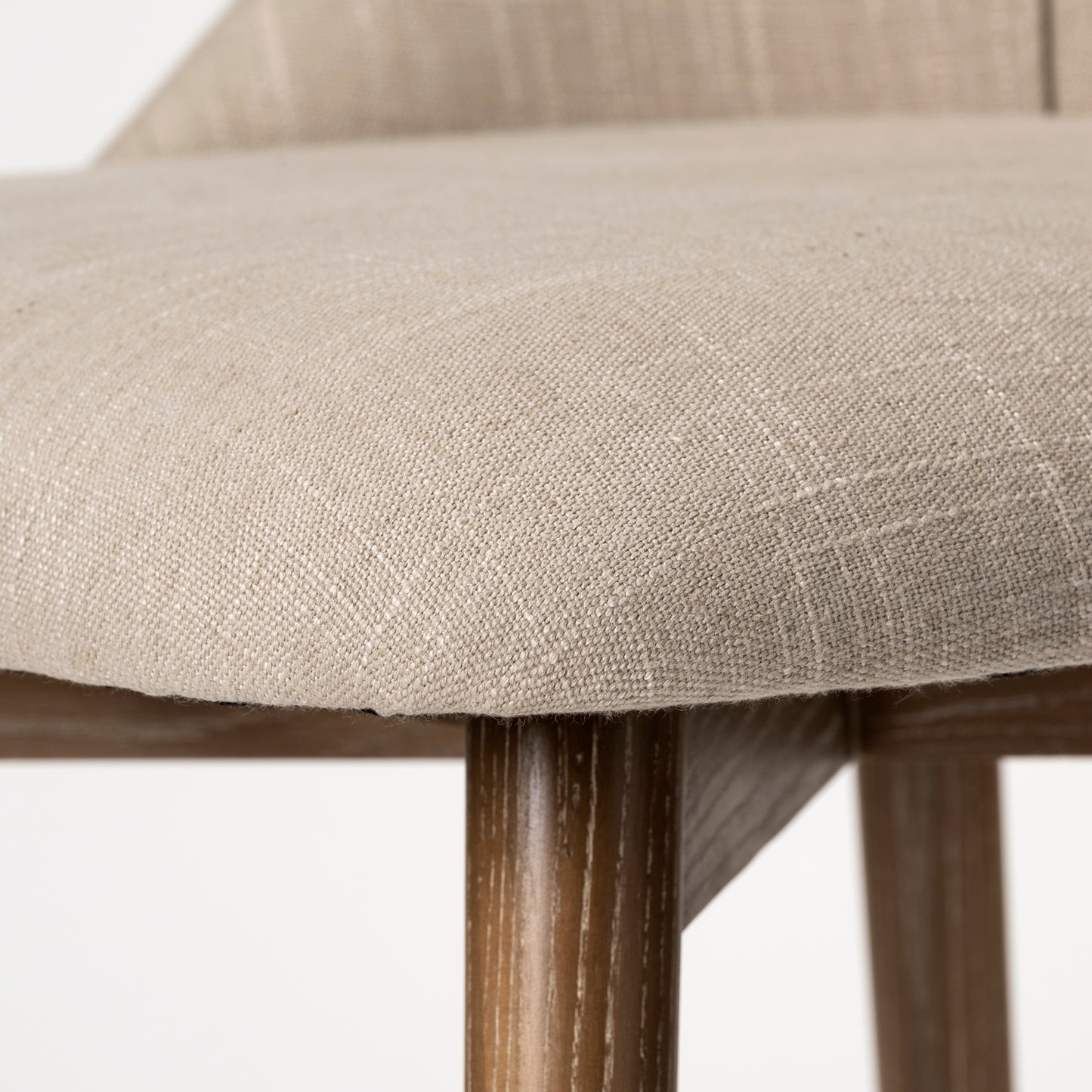 Ronald I Cream Fabric Wrap Brown Wooden Base Dining Chair