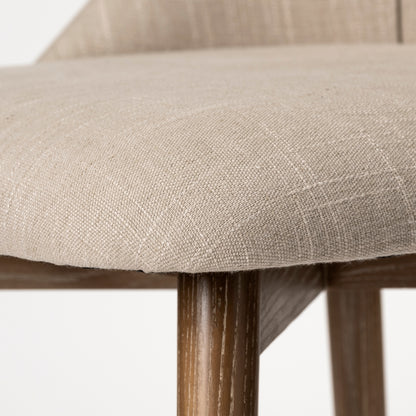 Ronald I Cream Fabric Wrap Brown Wooden Base Dining Chair