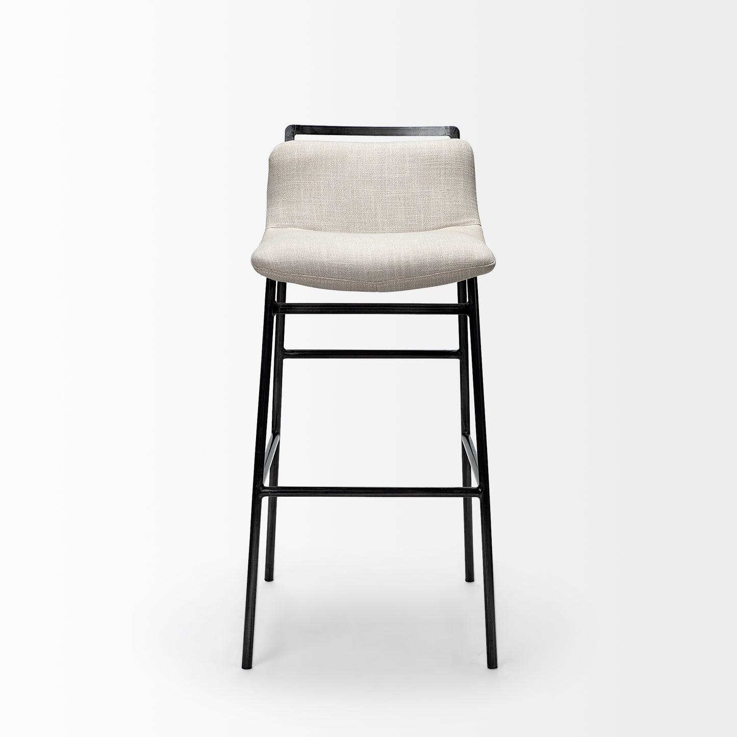 Kavalan 33.5" Total Height Beige Upholstered Seat Gray Metal Frame Counter Stool