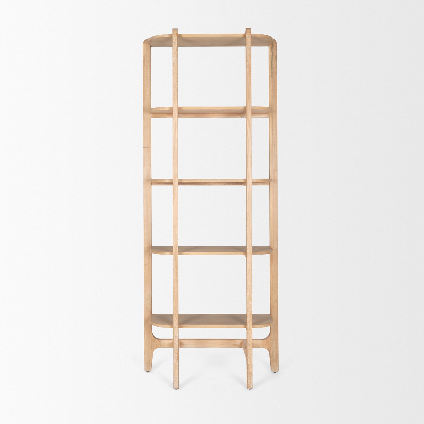 Taylin Light Brown Solid Wood Open Bookshelf