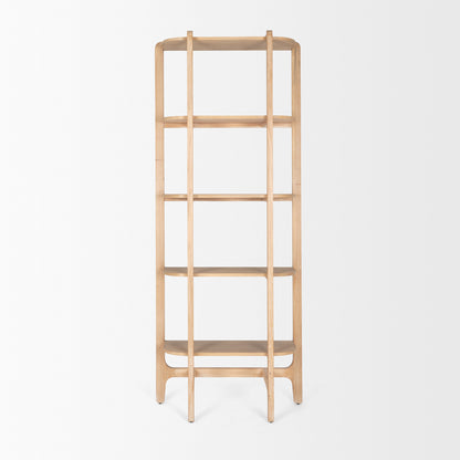 Taylin Light Brown Solid Wood Open Bookshelf