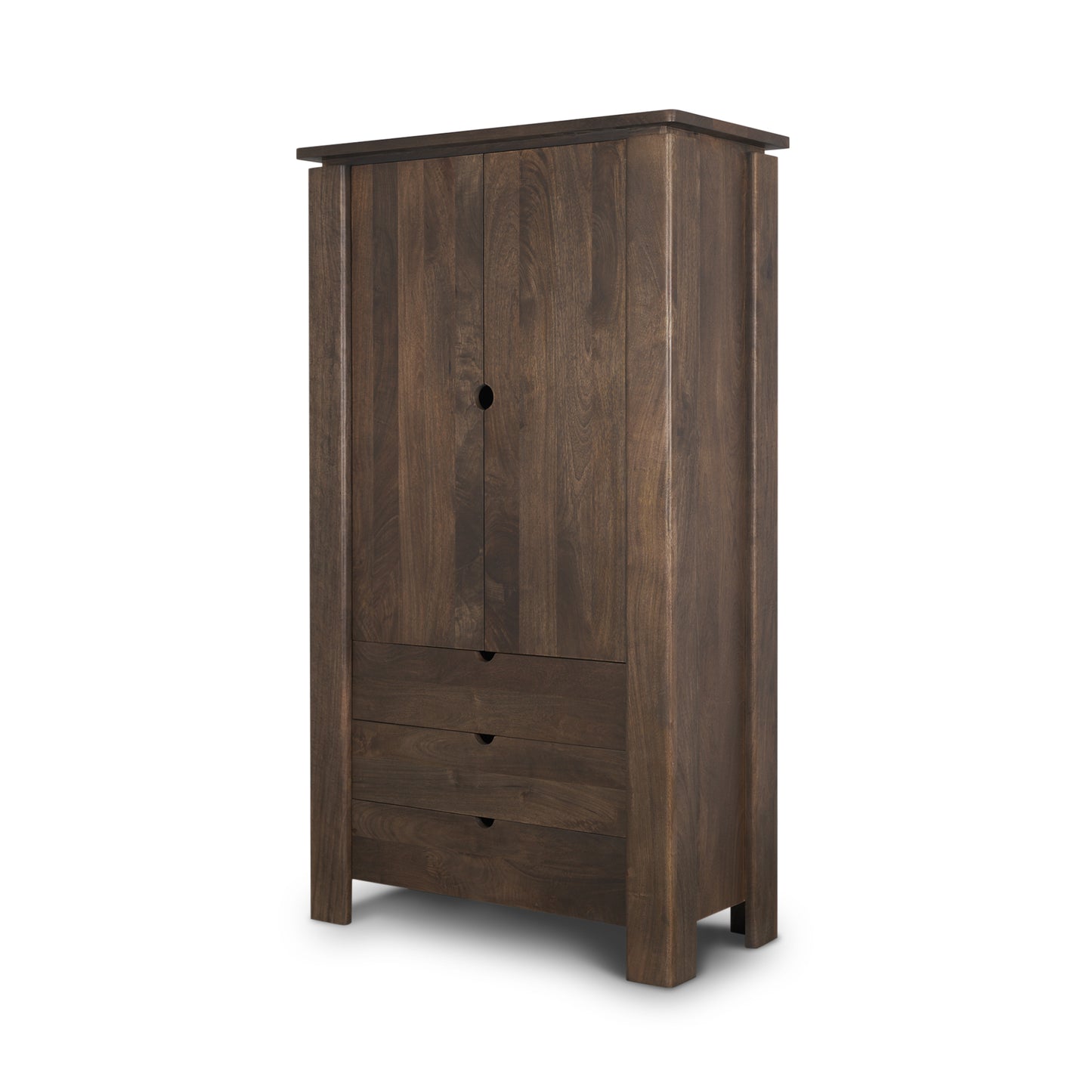 Wallen Solid Dark Brown Wood Curio Cabinet