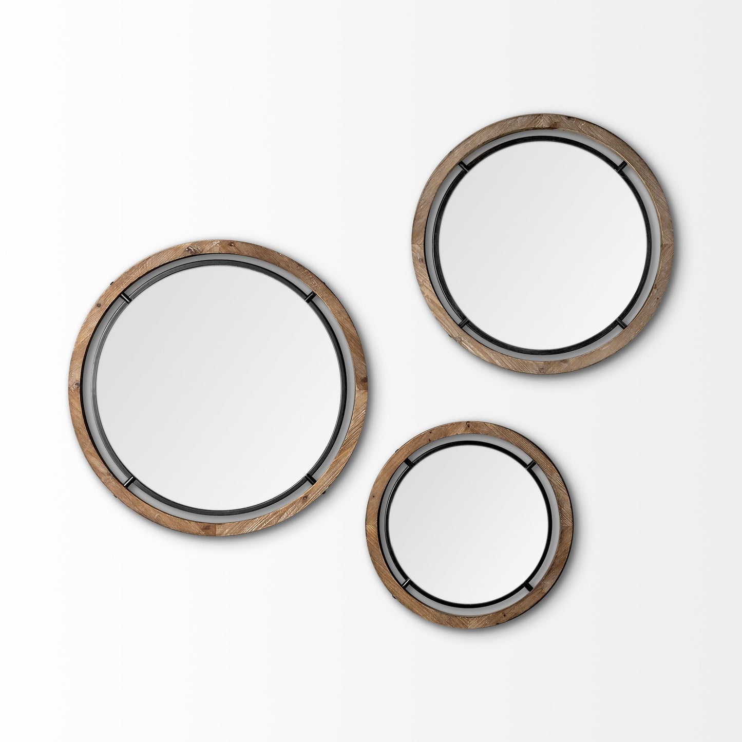 Josi 19" Brown Wood and Black Metal Frame Mirror