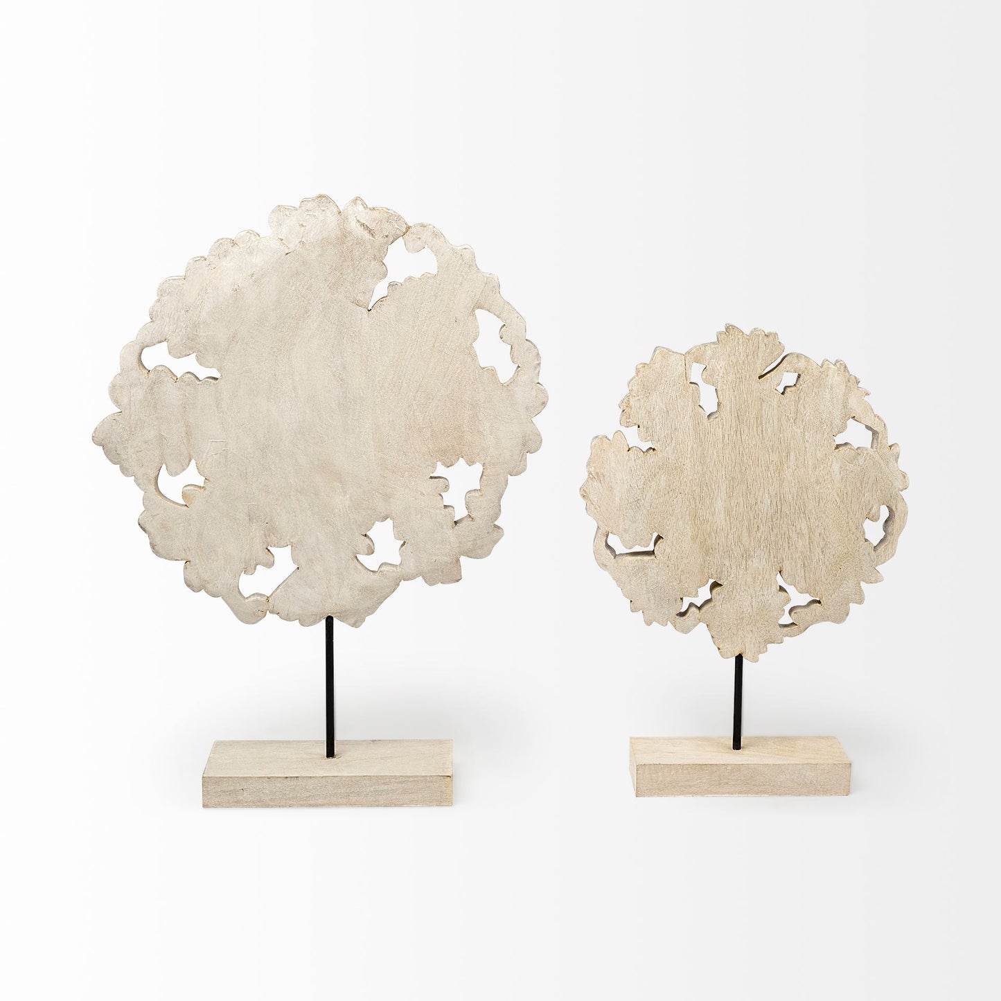 Kamara I (Small) 12L x 4W White Washed Wood W/Antiqued Silver Botanical Decorative Object