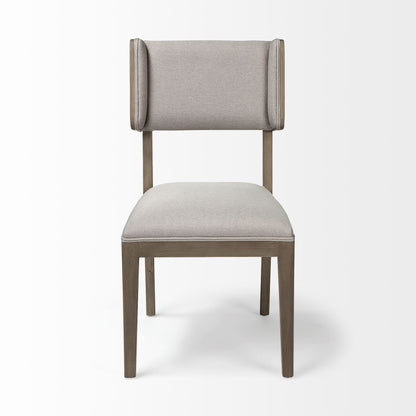 Tenton II Grey Fabric Seat Brown Wood Frame Dining Chair