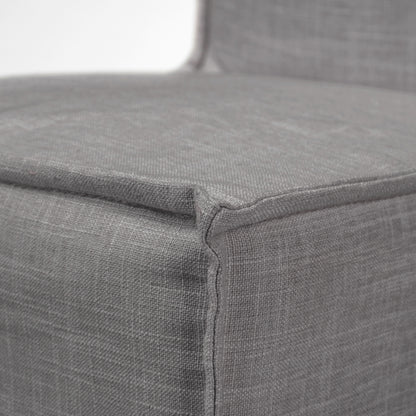 Elbert I Grey Fabric Slip-Cover Brown Wooden Base Dining Chair