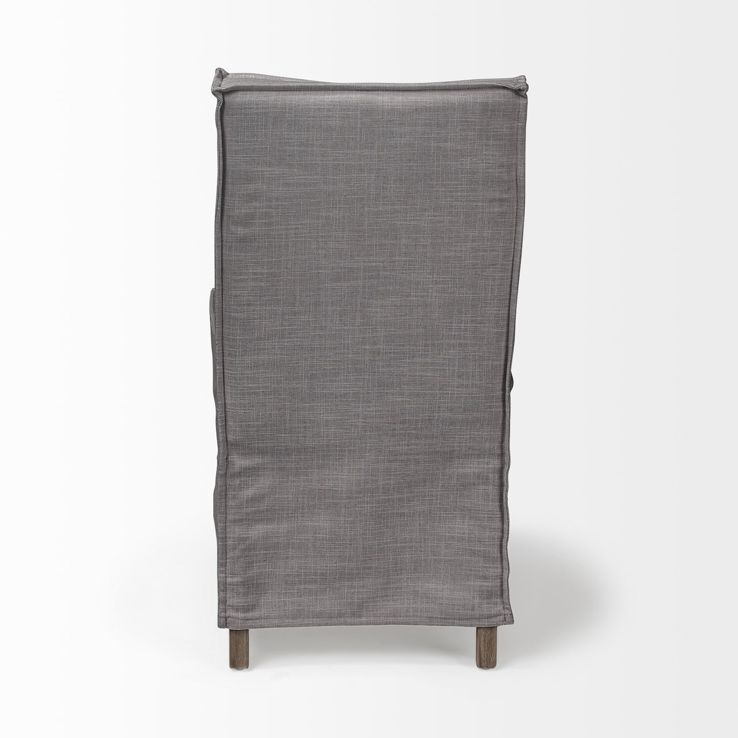 Elbert I Grey Fabric Slip-Cover Brown Wooden Base Dining Chair