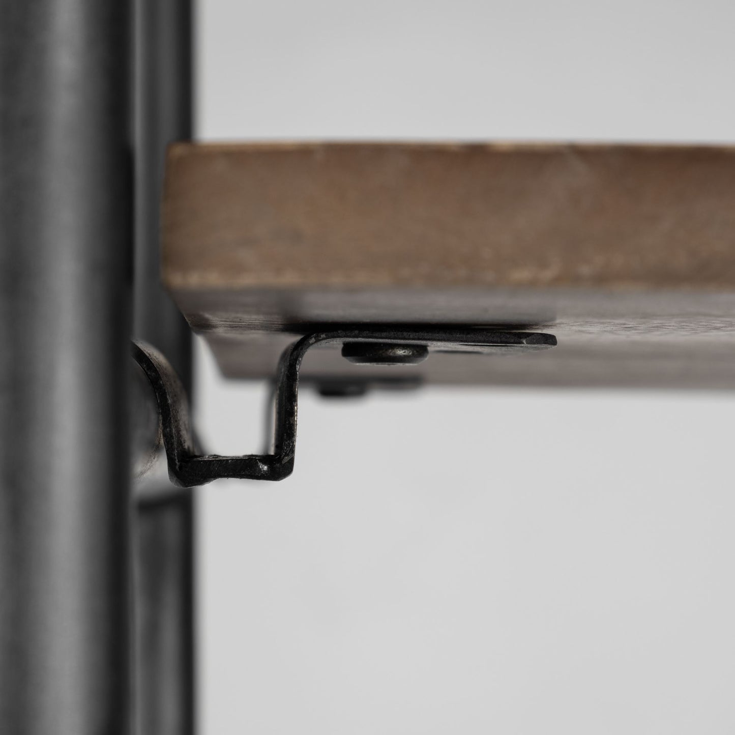 Darius 82L x 16.5W x 90H Medium Brown Wood and Metal Multi-Shelf Shelving Unit