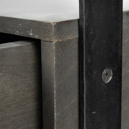 Vidro 54x30 Rectangular Glass Top Black Solid Wood Drawers & Black Frame Coffee Table