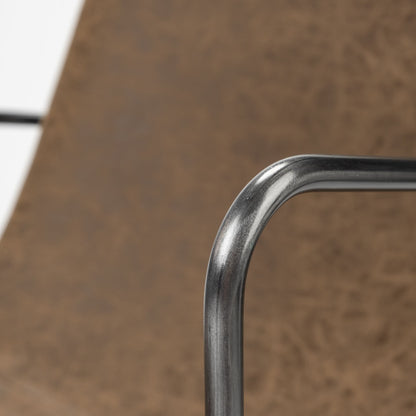 Sawyer II Brown Faux-Leather Seat Black Iron Frame Dining Chair