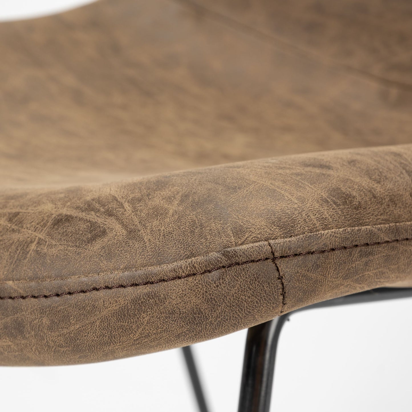 Sawyer I Brown Faux-Leather Seat BlackIron Frame Dining Chair