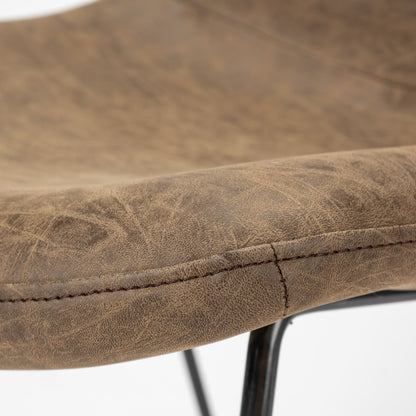 Sawyer I Brown Faux-Leather Seat BlackIron Frame Dining Chair