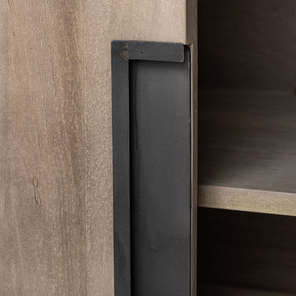 Braxton III 81.5x18.5 Natural Brown Solid Wood 3 Drawer 6 Door Sideboard