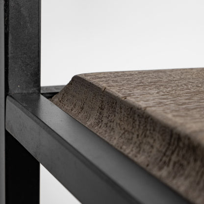 Braxton II Light Brown Wood and Iron Three Shelf Shelving Unit 41.5L x 18.5W x 9