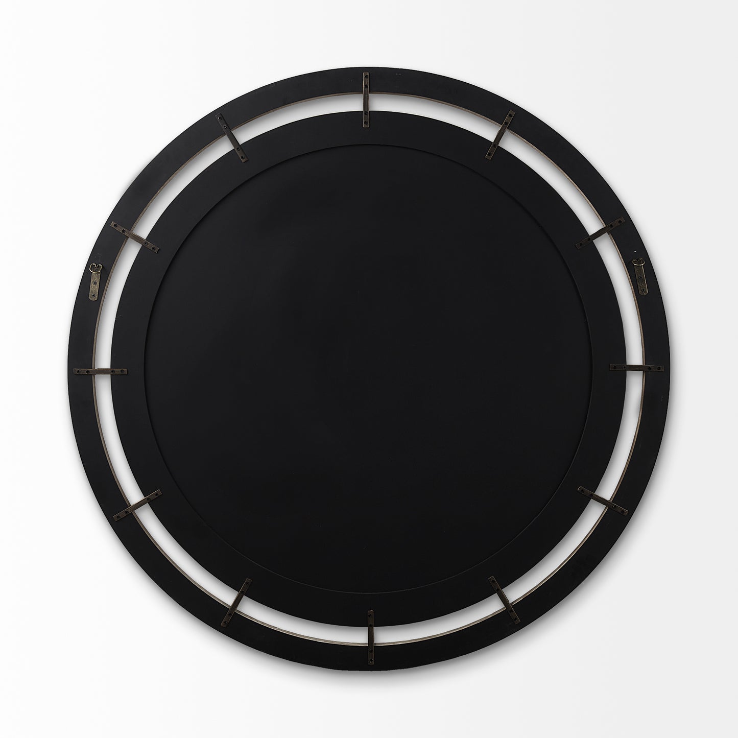 Sonance 46" Round Brown Wood Frame Mirror