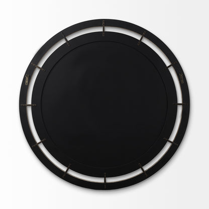 Sonance 46" Round Brown Wood Frame Mirror