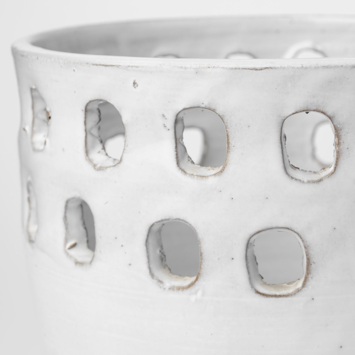 Larissa Set of Two White Ceramic Hollow Pattern Vases