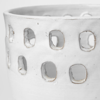 Larissa Set of Two White Ceramic Hollow Pattern Vases