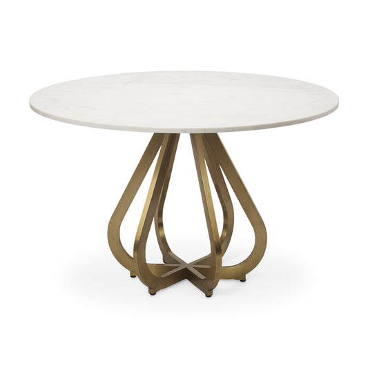 Laurent 48" Marble Top Gold Metal Base Dining Table