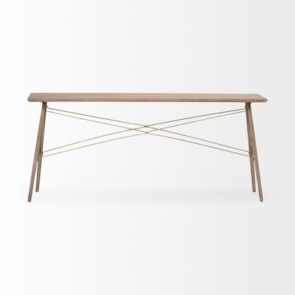 Kirby I 66L x 16W Brown Wooden Cross Braced Console Table