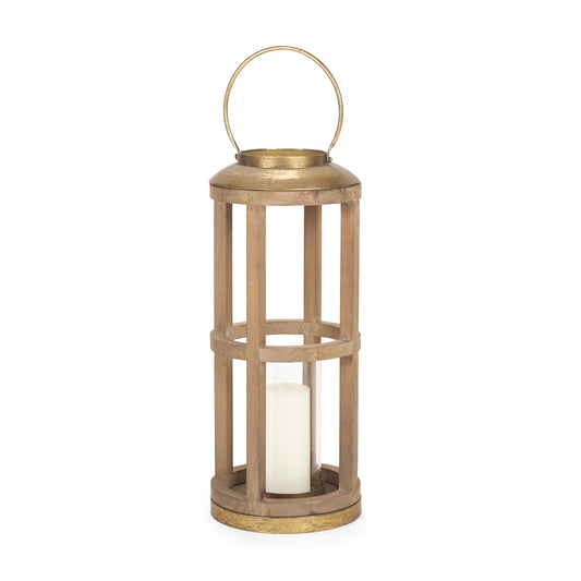 Andy II Small Natural Wood Cylindrical Lantern