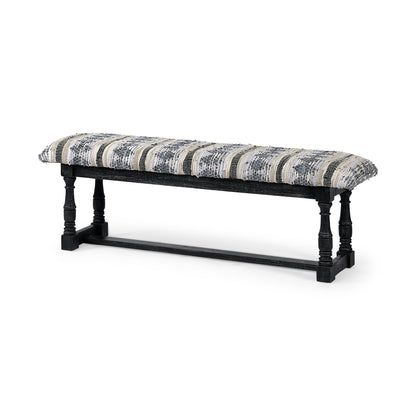 Denison II 56L x 15W Black Wood Base Woven-Leather Cushion Top Accent Bench