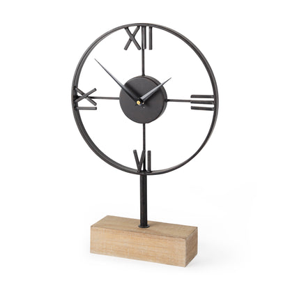Oris Black Metal/Wood Open Frame Table Clock