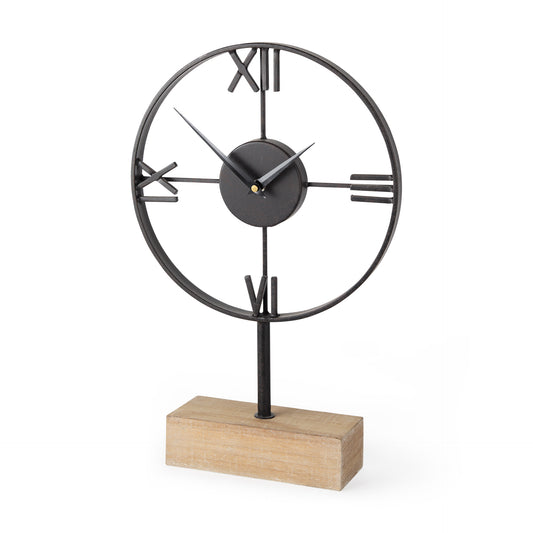 Oris Black Metal/Wood Open Frame Table Clock